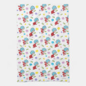 ホッピーなカエルのアイテムのパターン キッチンタオル (縦)