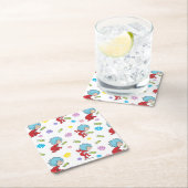 ホッピーなカエルのアイテムのパターン スクエアペーパーコースター (インサイチュ)