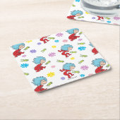 ホッピーなカエルのアイテムのパターン スクエアペーパーコースター (アングル)