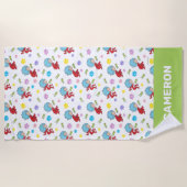 ホッピーなカエルのアイテムのパターン ビーチタオル (正面)