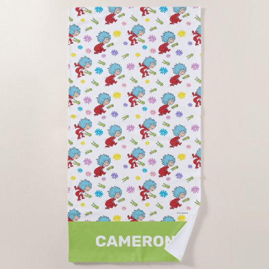 ホッピーなカエルのアイテムのパターン ビーチタオル (正面)