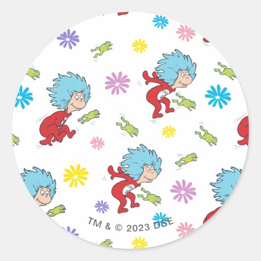 ホッピーなカエルのアイテムのパターン ラウンドシール (正面)