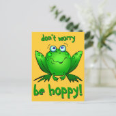 ホッピーなポストカードを心配しないグリーンカエル ポストカード (スタンド正面)