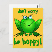 ホッピーなポストカードを心配しないグリーンカエル ポストカード (正面/裏面)