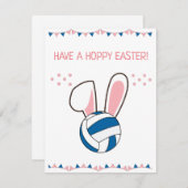 ホッピーな復活祭バレーボールかわいいバニーボールおもしろい シーズンカード (正面/裏面)