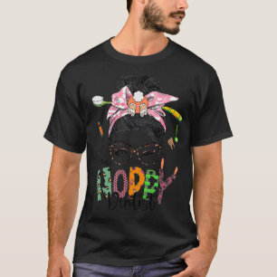 ホッピーな歯科医Messy Bun歯科医Dental Bunny W Tシャツ