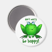 ホッピーな白い磁石を心配しない緑のカエル マグネット (正面/裏面)