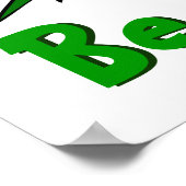 ホッピーにかわいいグリーンカエルwハート ポスター (角)