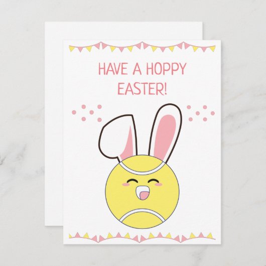 ホッピーのイースターかわいいかわいいテニスボールバニーを持っている シーズンカード (正面/裏面)