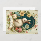 ホッピーのイースターとヴィンテージバニーとフローラ ポストカード (正面/裏面)