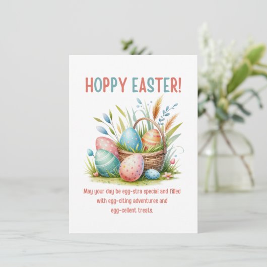 ホッピーのイースターの水の色の卵をバスケットに入おもしろいれる シーズンカード (スタンド正面)