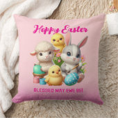 ホッピーのイースターキュートなバニー絵を描チックラムズ卵 クッション (ブランケット)