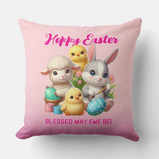 ホッピーのイースターキュートなバニー絵を描チックラムズ卵 クッション (正面)