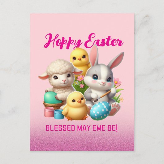 ホッピーのイースターキュートなバニー絵を描チックラムズ卵 シーズンポストカード (正面)