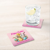 ホッピーのイースターキュートなバニー絵を描チックラムズ卵 スクエアペーパーコースター (インサイチュ)