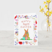 ホッピーのイースターバニーとエッグスフローラ カード (黄色い花)