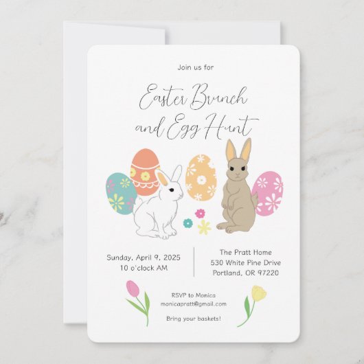ホッピーのイースターブルーチと卵の狩り 招待状 (正面)