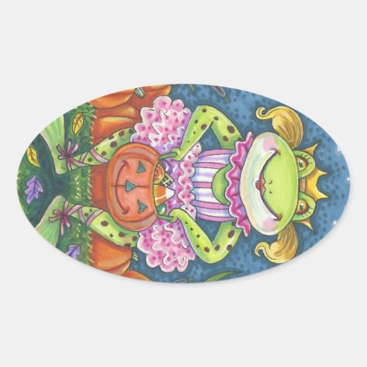 ホッピーのハロウィーンカエルのステッカーシート楕円 楕円形シール (正面)