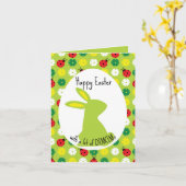 🐰ホッピーのピクレボールイースター、かわいい緑 カード (黄色い花)