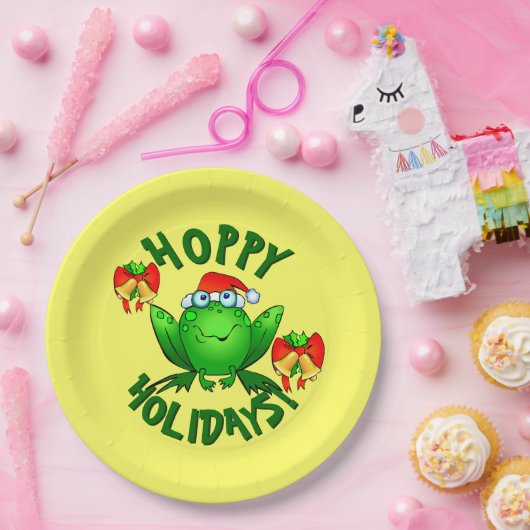 ホッピーの休日の漫画クリスマスカエル弓ベル ペーパープレート (パーティー)