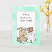 ホッピーの復活祭の孫娘がいる カード (黄色い花)