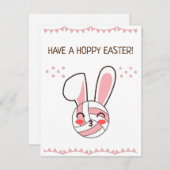 ホッピーの復活祭バレーボールを持っている可愛いかわいいウサギ シーズンカード (正面/裏面)