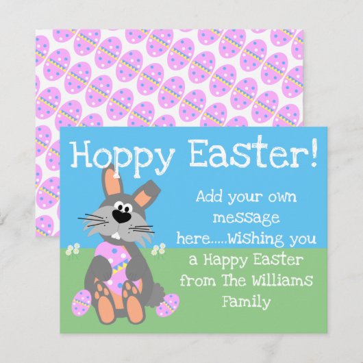 ホッピーイースターかわいいウサギの卵を編集可能 シーズンカード (正面/裏面)