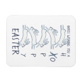 ホッピーイースターブルーウサギシンプルスケッチカワイト マグネット (横)