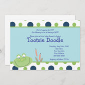 ホッピーカエルフロギーベビーシャワー招待状 招待状 (正面/裏面)