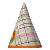 ホッピーハッピーイースターバニーストライプズおよび格子柄 パーティーハット (右)