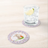 ホッピーハッピーイースターバニーピンクジンガムパターン ラウンドペーパーコースター (インサイチュ)