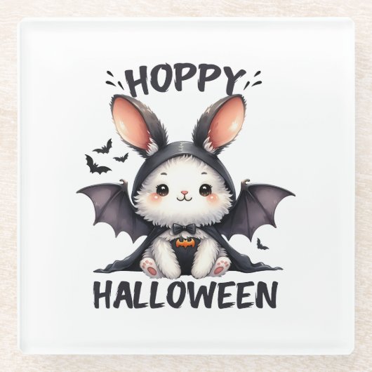 ホッピーハロウィンバニーウサギ ガラスコースター (正面)
