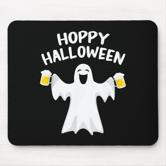 ホッピーハロウィーン面白いハロウィーンかわいい幽霊ビールDr. マウスパッド (正面)