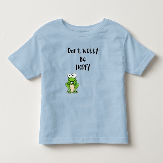 ホッピー可愛いカエルの子供のティーを心配しない トドラーTシャツ (正面)