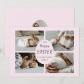 ホッピー復活祭の写真ホリデーカード。ライトピンクバック シーズンカード (正面/裏面)