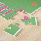 ホッピー復活祭の単語パン漫画のバニー復活祭の卵 ジグソーパズル (側面)