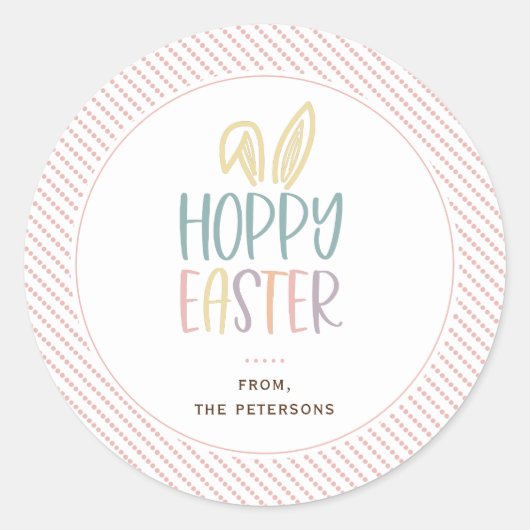 ホッピー復活祭バニー耳クラシック丸ステッカー ラウンドシール (正面)