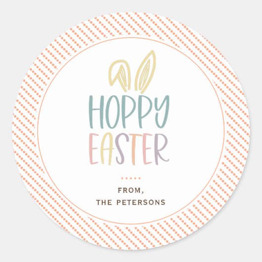 ホッピー復活祭バニー耳クラシック丸ステッカー ラウンドシール (正面)