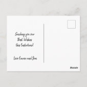 ホッピー復活祭ワードアートグリーティングブルー背景 ポストカード (裏面)