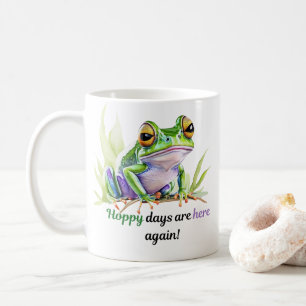 ホッピー日の水色カエル。 コーヒーマグカップ