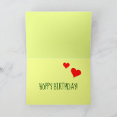 ホッピー誕生日おもしろいかわいい漫画のカエルハート カード (内部)
