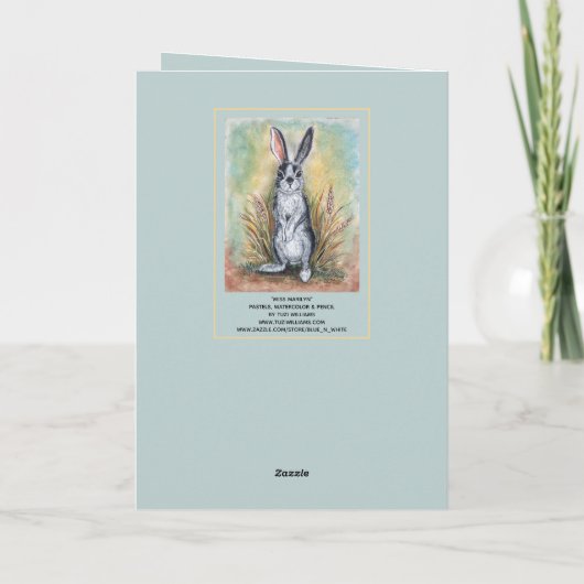 ホッピー誕生日絵画ウサギのアートかわいい動物 カード (裏面)