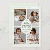 ホッピー・イースターの写真カード。パステルグリーン卵&バック。 シーズンカード (正面/裏面)