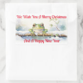 ホッピー・カエルの新年の願い 長方形シール (バッグ)