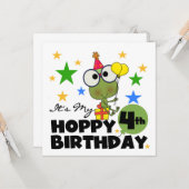 ホッピー・カエル4th誕生日Tシャツとギフト カード (正面/裏面インサイチュ)