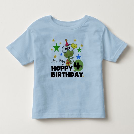 ホッピー・カエル4th誕生日Tシャツとギフト トドラーTシャツ (正面)