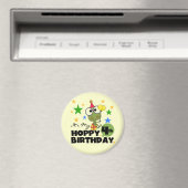 ホッピー・カエル4th誕生日Tシャツとギフト マグネット (インサイチュ (食洗機))
