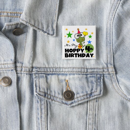 ホッピー・カエル4th誕生日Tシャツとギフト 缶バッジ (インサイチュ)