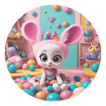 「ホッピー・バニー – かわいいウサギのステッカー」