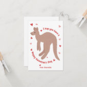 「ホッピー·バレンタインデー」カンガルー·バレンタイン カード (正面/裏面インサイチュ)